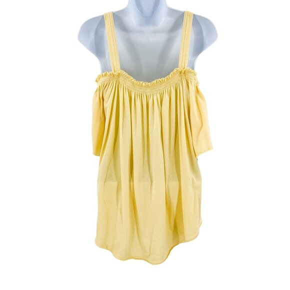 Free People Darling Lemon Cold Shoulder Yellow Babydoll Blouse Tank Top Large - Picture 10 of 12